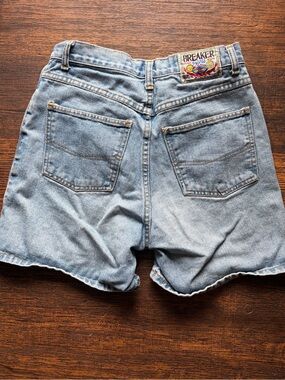 Women's Vintage Breaker Jorts Blue Solid 26 Short Retro 80s Logo Denim 90s Beach